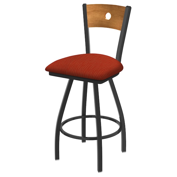 36" Swivel Counter Stool, Bronze Finish, Med Back, Graph Poppy Seat